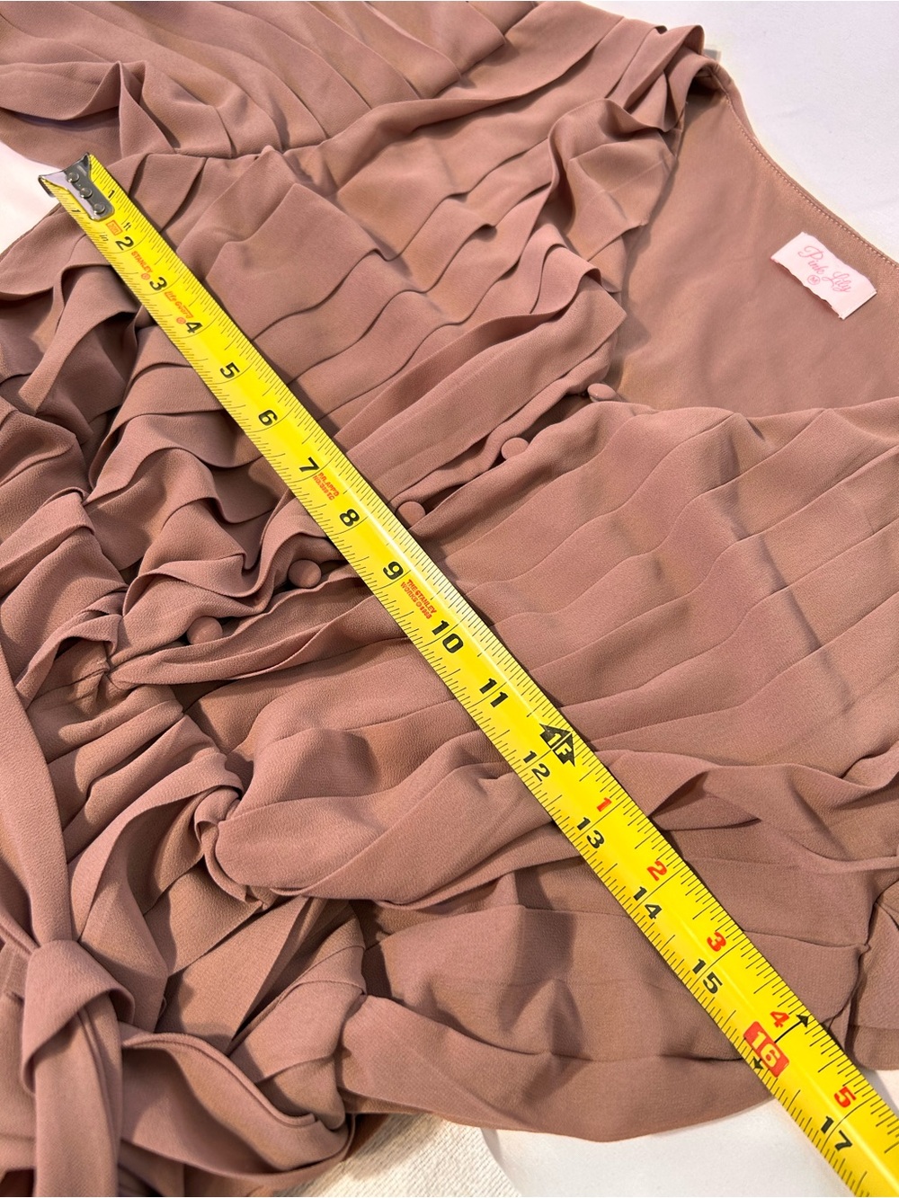 Pink Lily Chiffon Pleated Button-Front Romper Dress Size M Feminine Flirty - Picture 12 of 12